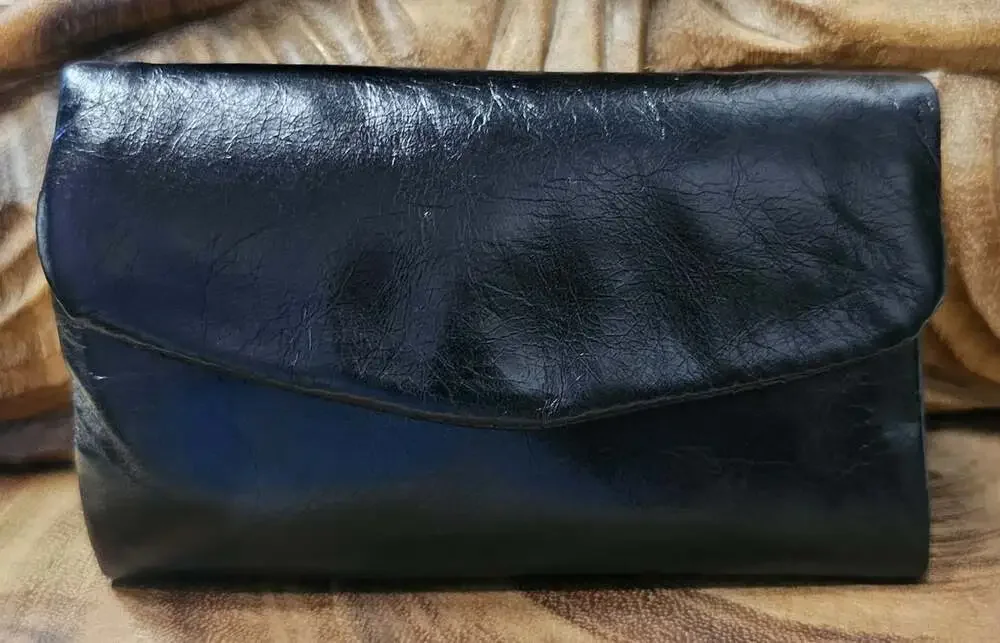 HOBO International Lacy Trifold Mini Wallet Black Vintage Leather NEW Minimalist